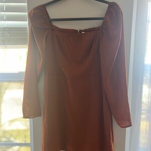 Elegant Rust Long Sleeve Dress